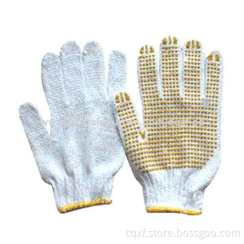Cotton working gloves with PVC dots, available in various colors